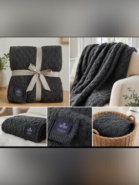Aran Ireland 100% Pure New Wool Cable Knit Blanket Throw Olive Green
